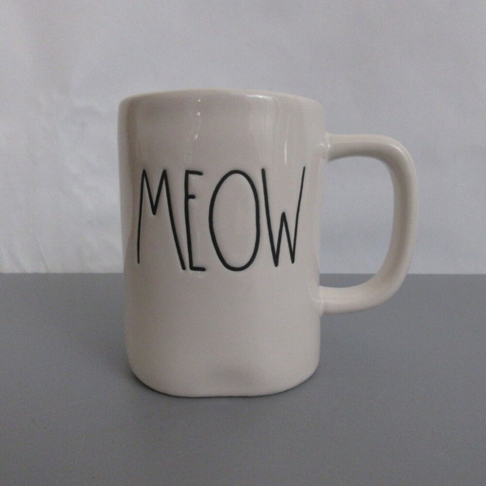 Rae Dunn MEOW Coffee Mug Tea Cup Artisan Collection By MAGENTA Jumbo Spellout